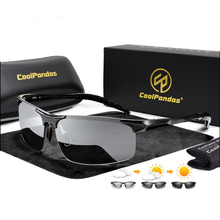 Load image into Gallery viewer, Aluminum Rimless Anti-Glare Photochromic Polarized Day Night Driving Men's Sunglasses