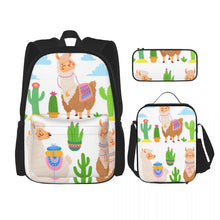 Load image into Gallery viewer, Three set backpack Mexican Llamas Mochila for Kids