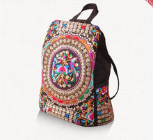 Load image into Gallery viewer, Handmade Canvas Flower-embroidered Women's Mochila
